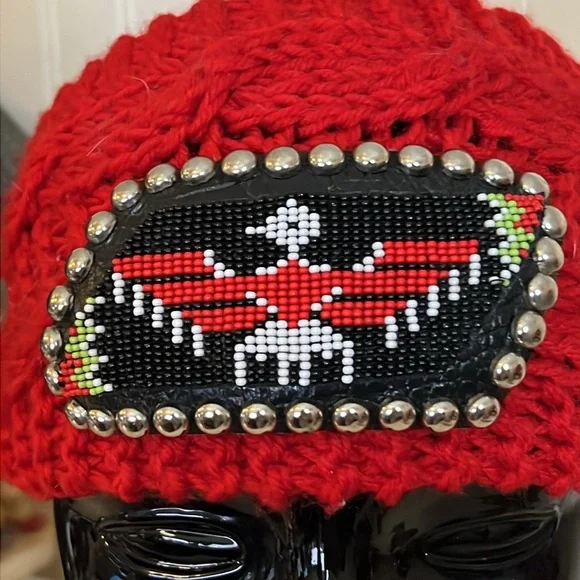 Handmade beaded Native American knitted headband